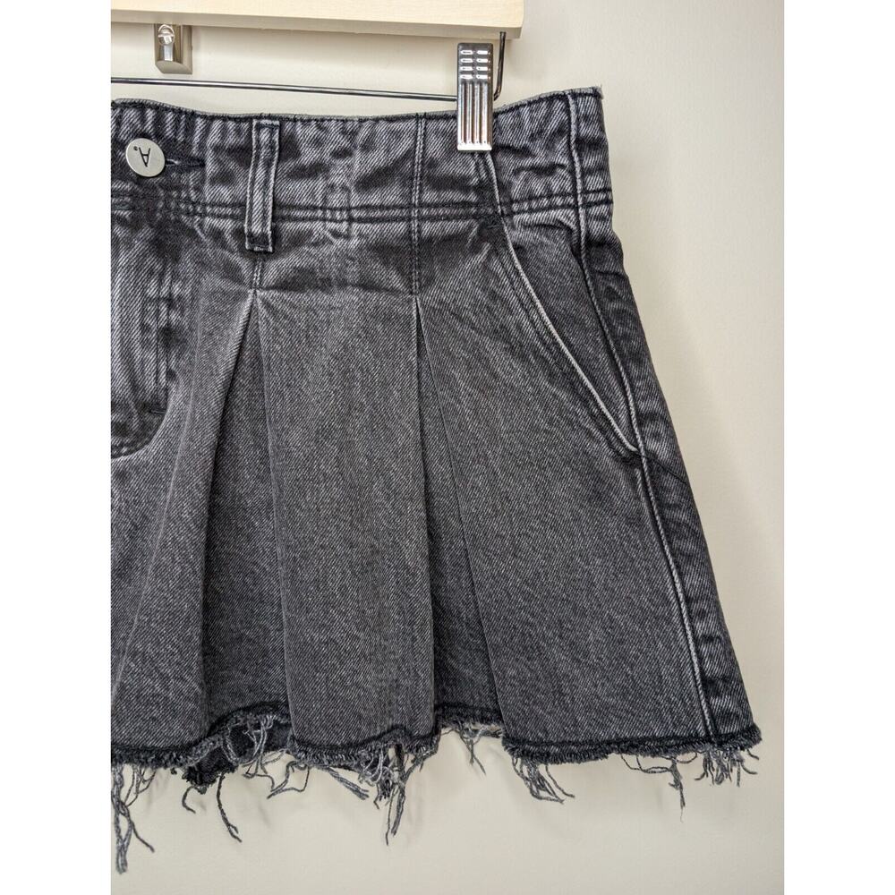 Abrand Jeans Revolve Cotton Denim Pleated Pocket Micro Mini Skirt Black 30 - Picture 3 of 13
